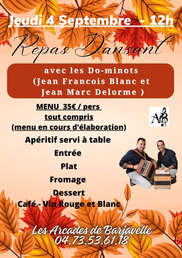 JEUDI 4 SEPTEMBRE - REPAS DANSANT AVEC LES DO-MINOTS