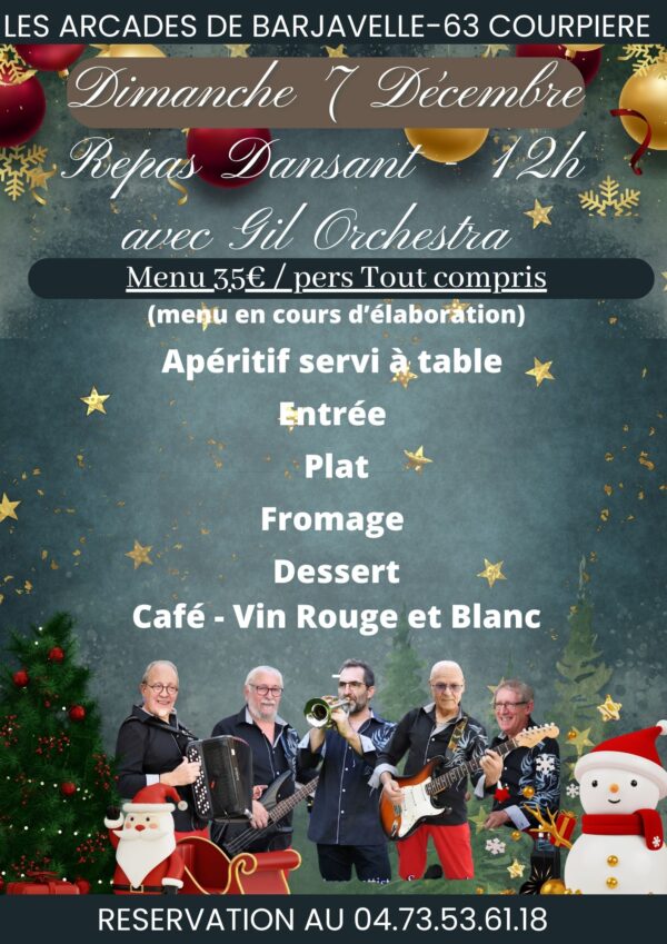 DIMANCHE 7 DECEMBRE - REPAS DANSANT AVEC GIL ORCHESTRA