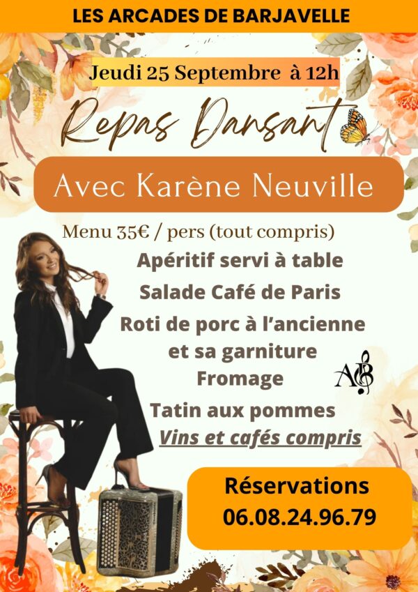 JEUDI 25 SEPTEMBRE -REPAS DANSANT AVEC KARENE NEUVILLE